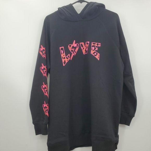 Torrid Tunic Cozy Hoodie Fleece Love Leopard Bolt Size 1X - Picture 11 of 17